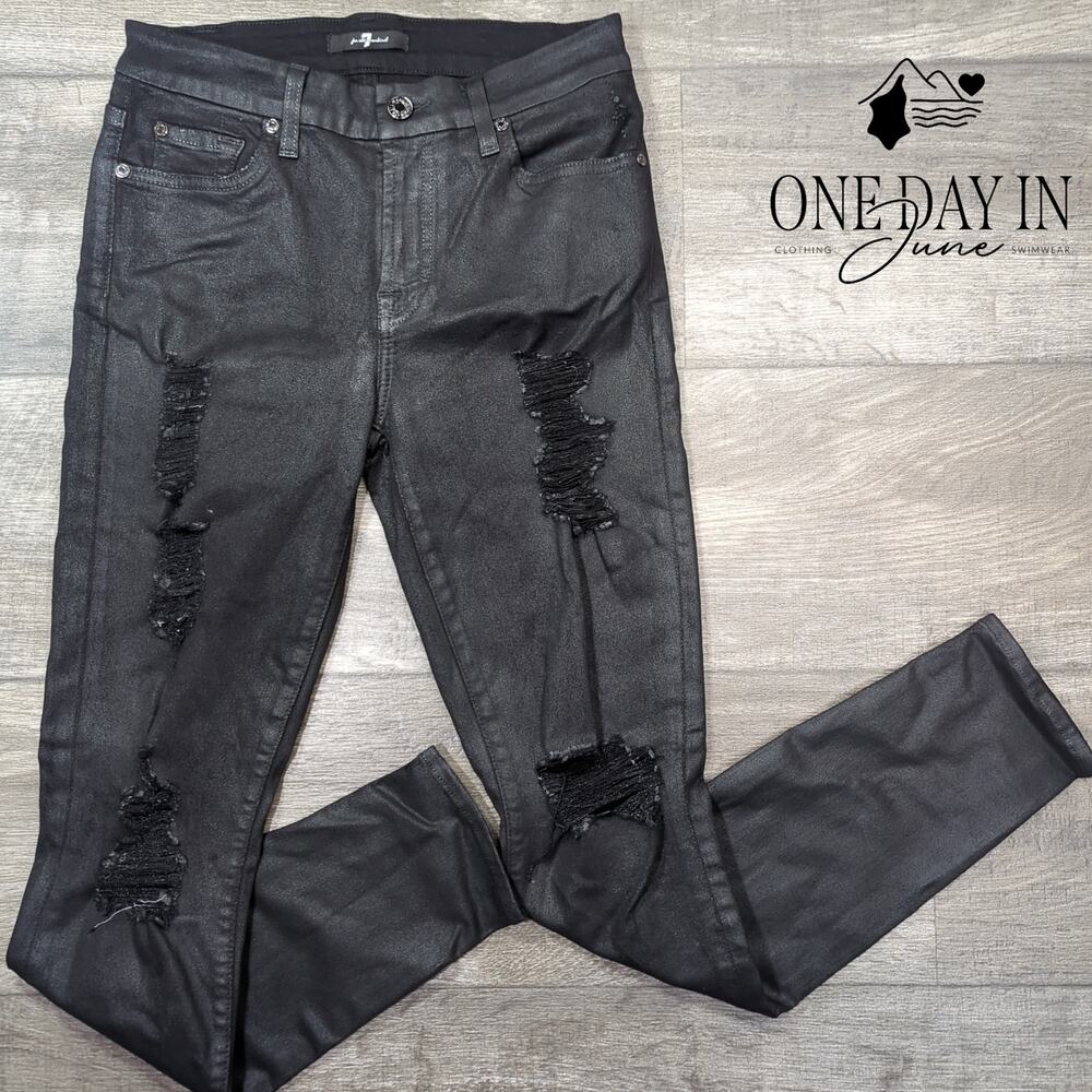 7 For All Mankind Distressed Skinny Jeans Size 4 (27)